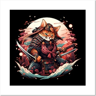 samurai ninja cat Posters and Art